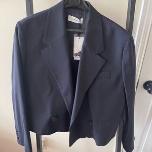 Mango Navy Blue Cropped Blazer